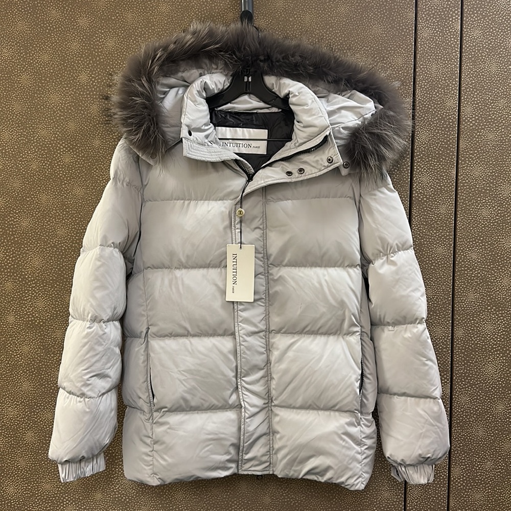 🔥🔥🔥Intuition Paris Raccoon Fur Puffer Down Parka Jacket Coat
